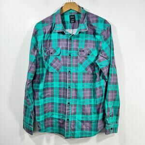 RVCA Flannel Shirt Mens Large Multicolor Plaid Button Up Long Sleeve